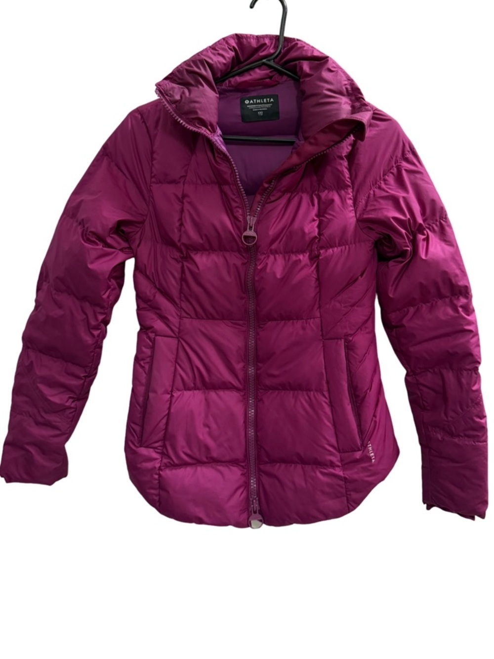 ATHLETA Downtown Jacket Fuchsia Down Puffer Size XXS - Picture 2 of 9